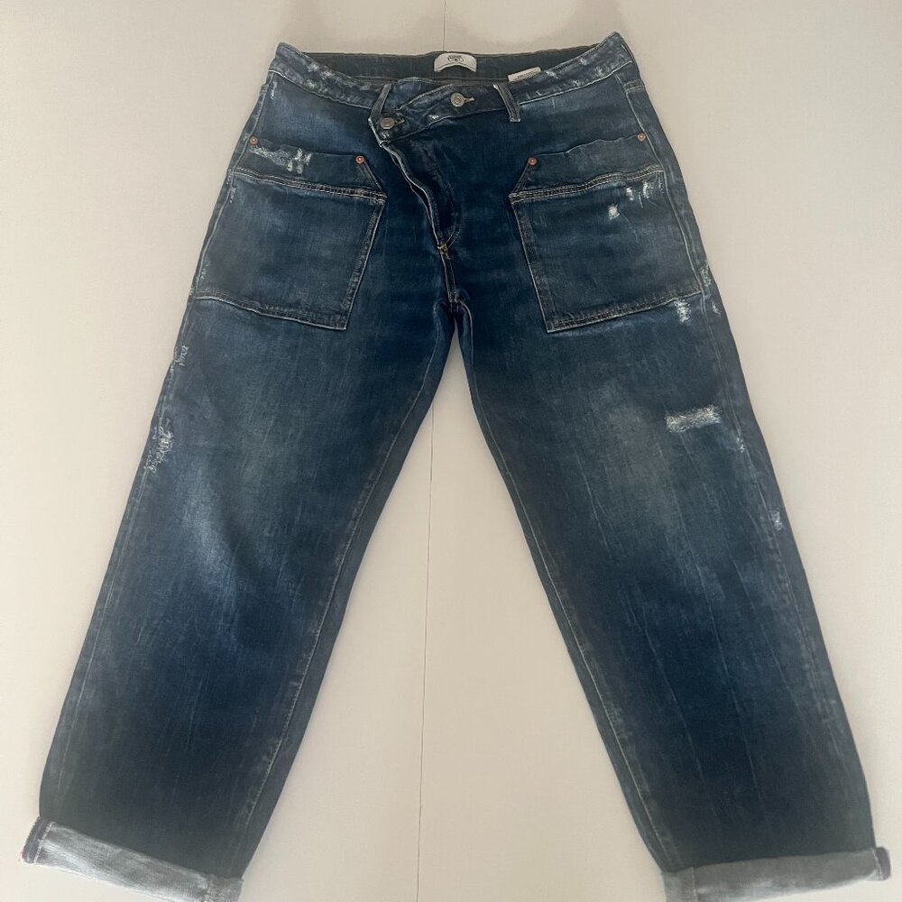 Womens Y2K French Boyfriend Distressed Jeans Lg Le Temps Des Perises Cosy Pocket